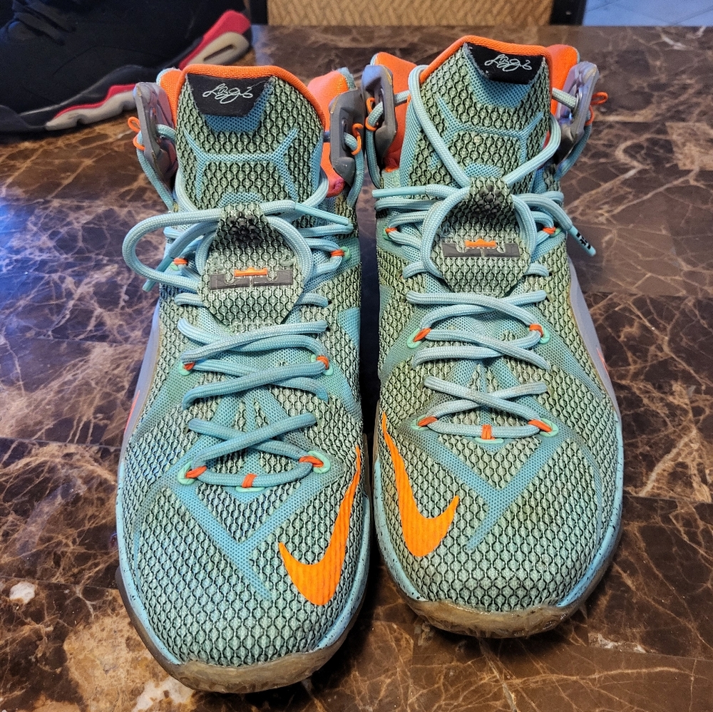 Nike LeBron Basketball Shoes - Teal and Orange